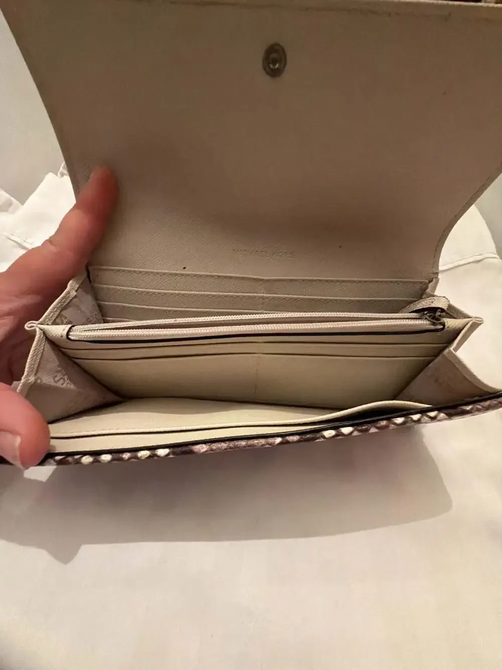 Michael Kors Grey Python Embossed Leather Flap Continental Wallet